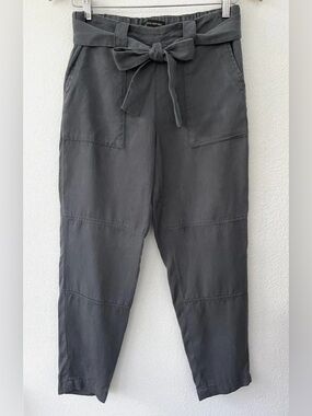 Banana Republic Charcoal Elastic Tie-Waist Utility Trousers Slate Gray